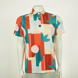 New Bad Birdie Albatross Golf Polo Shirt Mens Small Abstract Geometric Colorful